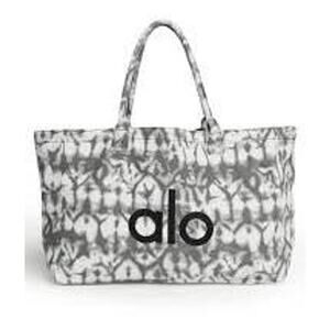 alo Yoga Canvas Tote Bag Tie-Dye Print - Gray White, One Size